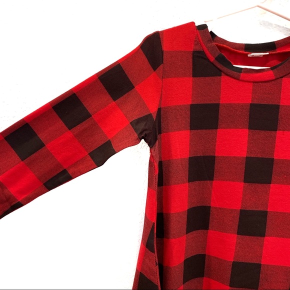 Toddler Girl Red Plaid A-Line Dress - Picture 2 of 5